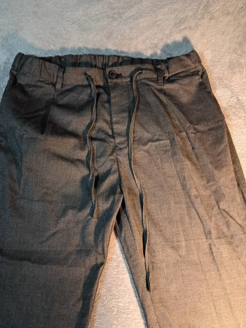 Zara Men's Textured Casual Trousers / Drawstring Pants Charcoal/Gray